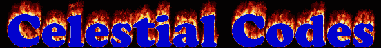 flaming text with celestial codes